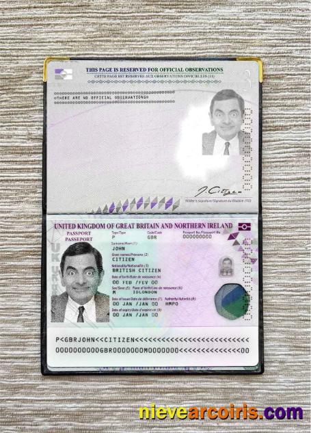 United Kingdom passport (2020-present) photolook